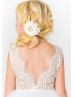 Ivory Lace Tulle Tiered Tutu Flower Girl Dress With Rhinestone Sash